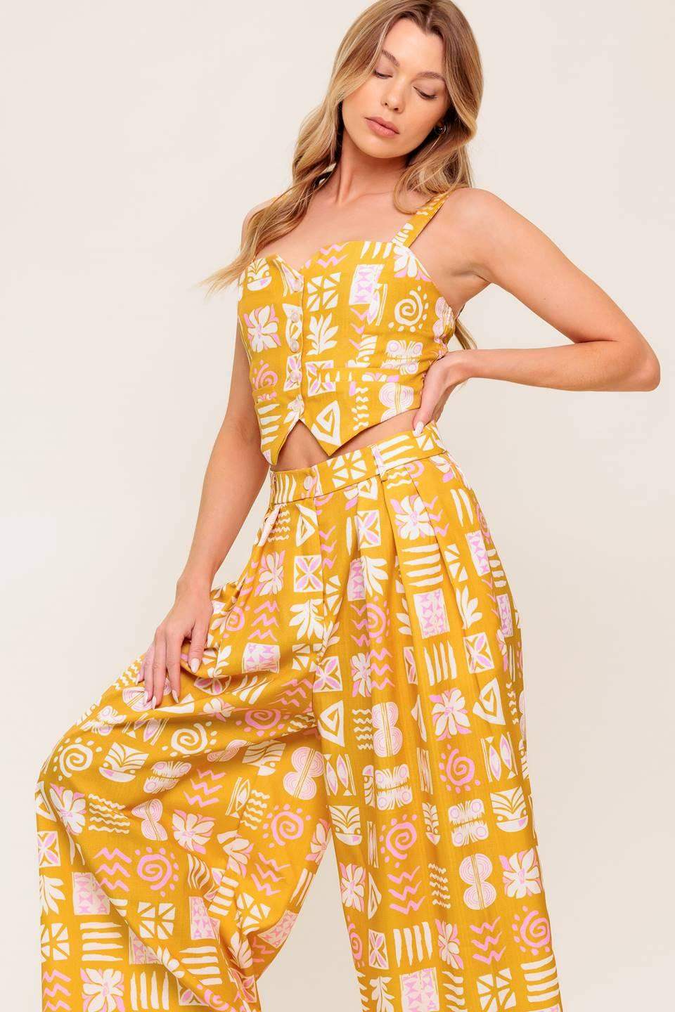 PRETTY MEADOW WOVEN TOP AND PANT SET - Flying Tomato - Flyclothing LLC