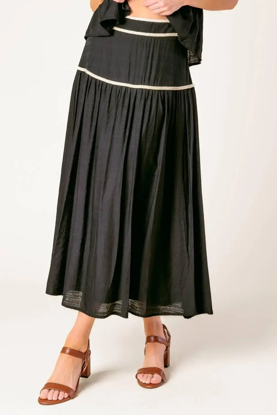 DIVIDE AND CONTOUR WOVEN TOP AND SKIRT SET - Flying Tomato - Flyclothing LLC