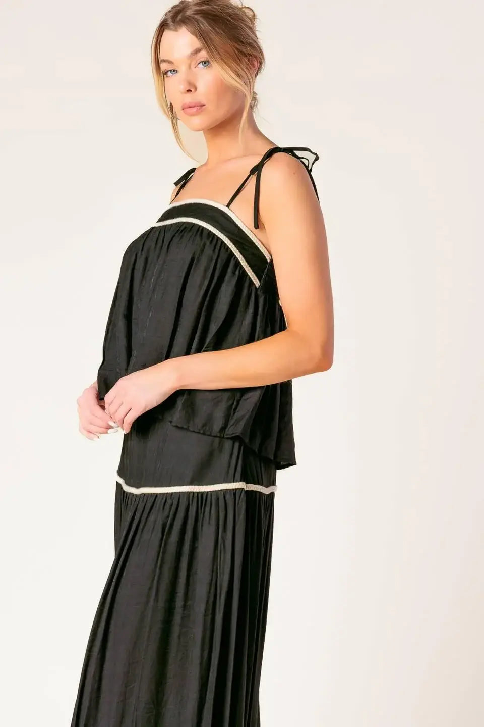 DIVIDE AND CONTOUR WOVEN TOP AND SKIRT SET - Flying Tomato - Flyclothing LLC