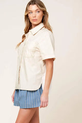 LAYTON CREAM WOVEN TOP - Flying Tomato - Flyclothing LLC