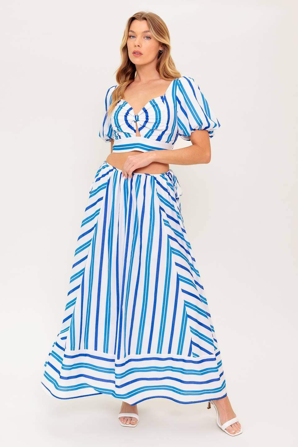 GARDEN WHISPERS WOVEN TOP AND SKIRT SET - Flying Tomato - Flyclothing LLC