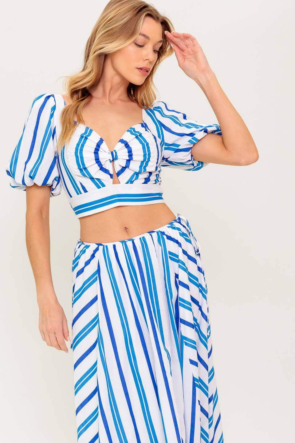 GARDEN WHISPERS WOVEN TOP AND SKIRT SET - Flying Tomato - Flyclothing LLC