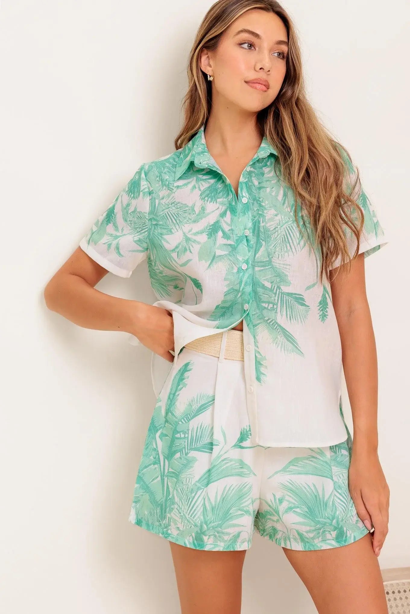 GARDEN LIGHT WOVEN TOP AND SHORT SET - Flying Tomato - Flyclothing LLC