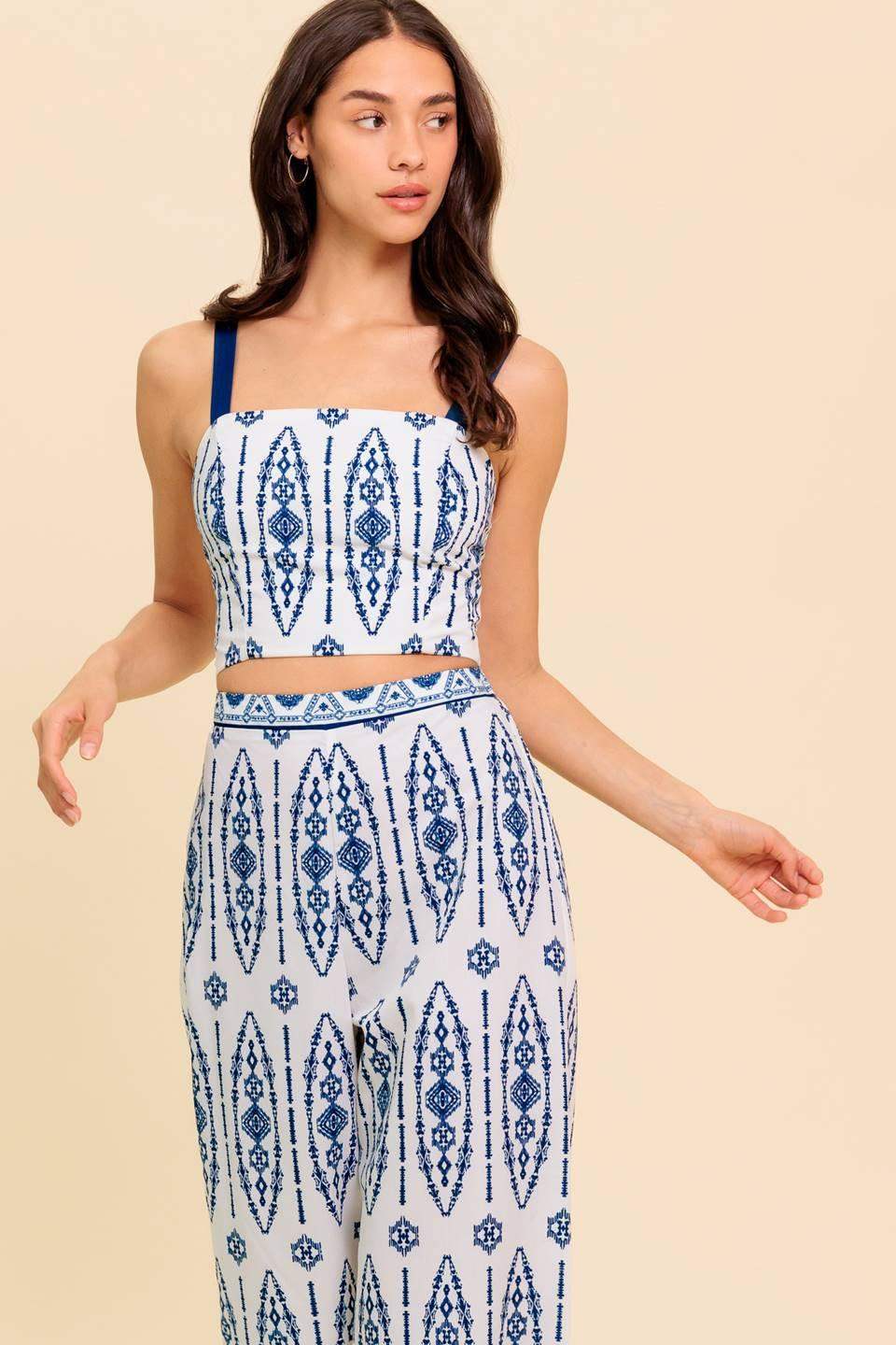 MODERN APPROACH NAVY WOVEN TOP AND PANT SET - Flying Tomato - Flyclothing LLC
