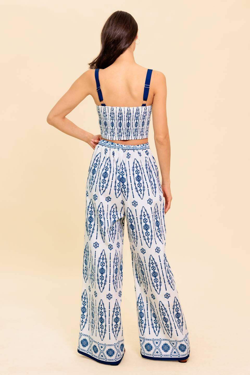 MODERN APPROACH NAVY WOVEN TOP AND PANT SET - Flying Tomato - Flyclothing LLC