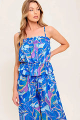 CHERISHED KISS BLUE WOVEN TOP AND PANTS SET - Flying Tomato - Flyclothing LLC