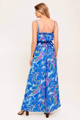 CHERISHED KISS BLUE WOVEN TOP AND PANTS SET - Flying Tomato - Flyclothing LLC
