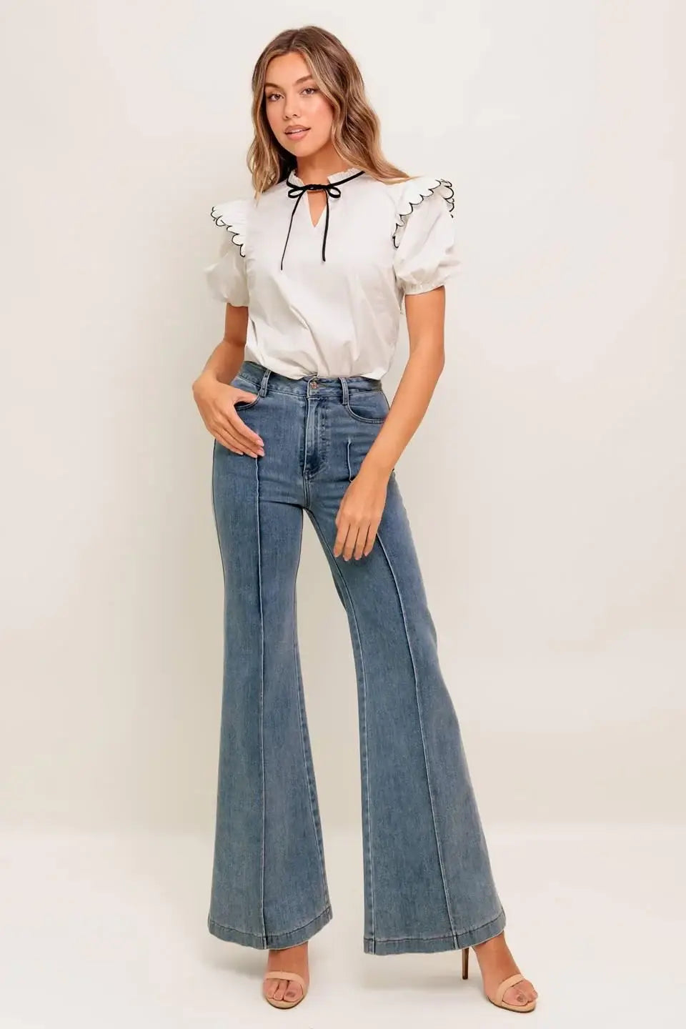 FRENCH WHISPER IVORY WOVEN TOP - Flying Tomato - Flyclothing LLC
