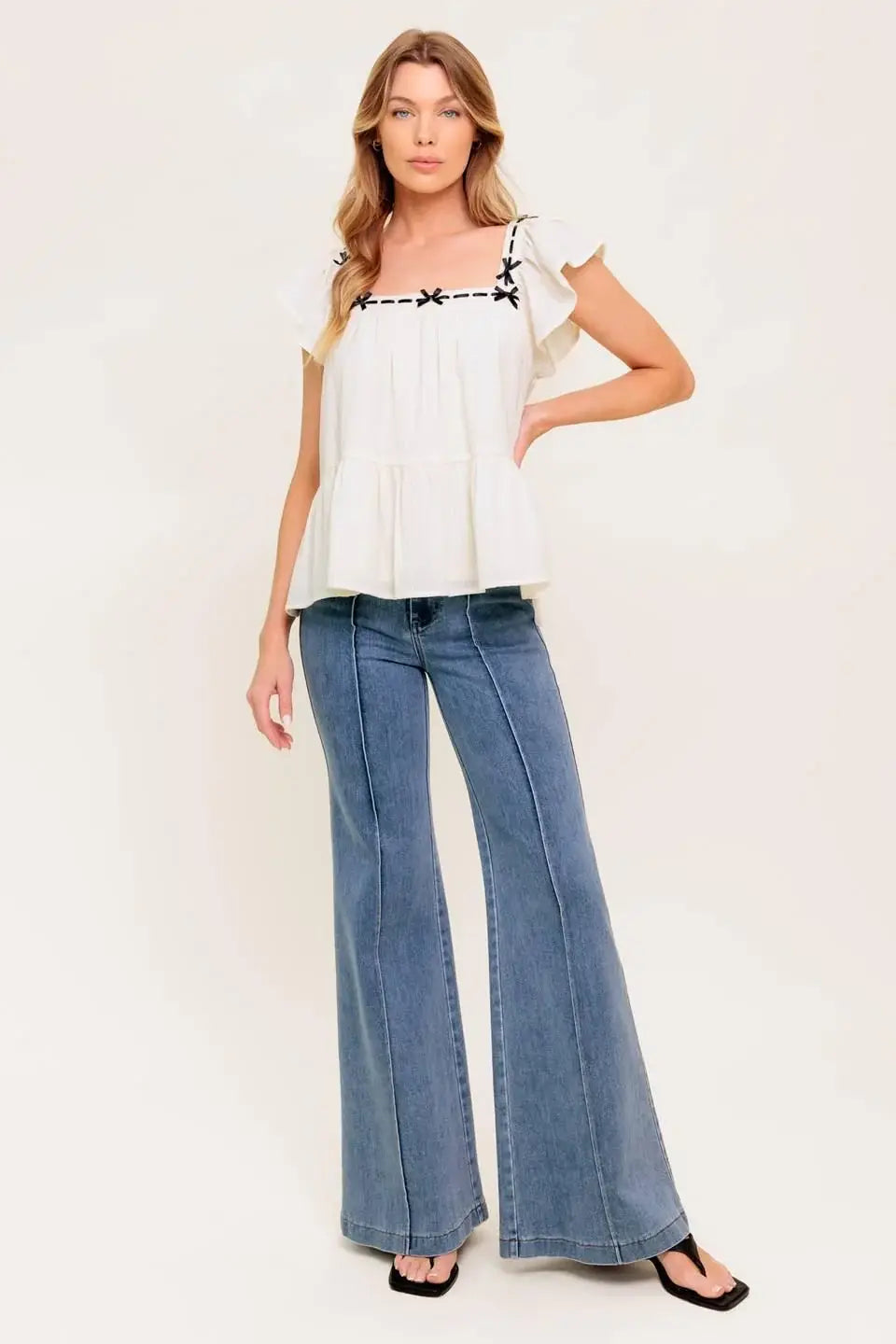 CELESTIAL CRUSH CREAM WOVEN TOP - Flying Tomato - Flyclothing LLC