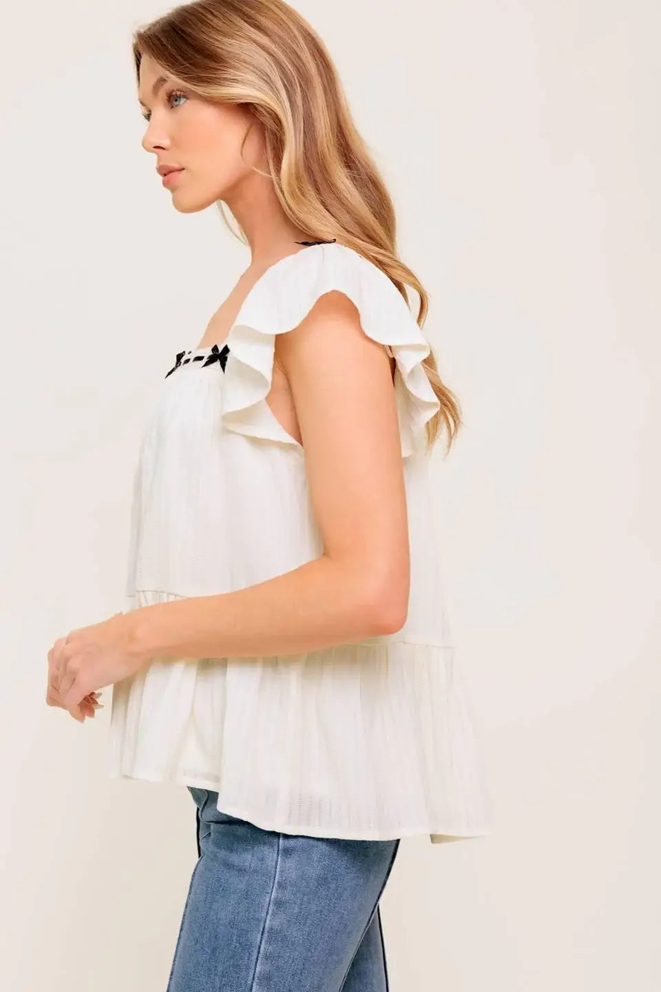 CELESTIAL CRUSH CREAM WOVEN TOP - Flying Tomato - Flyclothing LLC