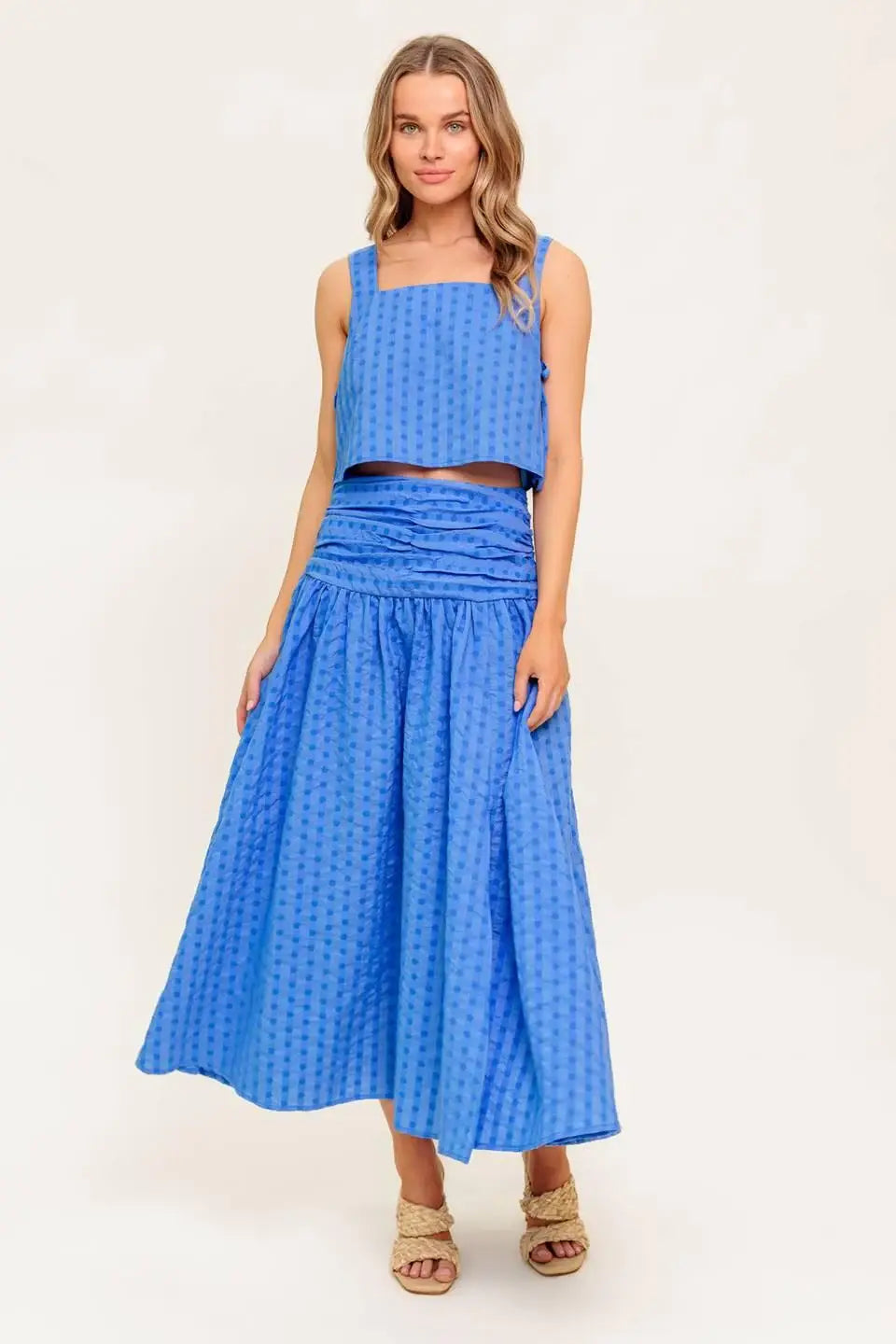 URBAN AFFAIR BLUE TOP AND SKIRT SET - Flying Tomato - Flyclothing LLC
