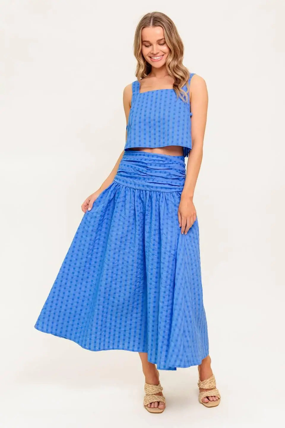 URBAN AFFAIR BLUE TOP AND SKIRT SET - Flying Tomato - Flyclothing LLC