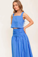 URBAN AFFAIR BLUE TOP AND SKIRT SET - Flying Tomato - Flyclothing LLC