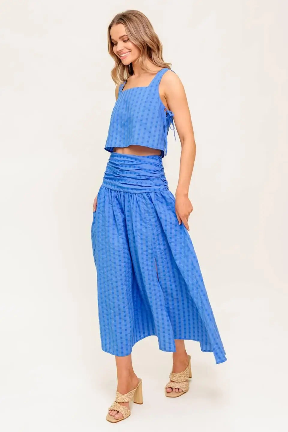 URBAN AFFAIR BLUE TOP AND SKIRT SET - Flying Tomato - Flyclothing LLC