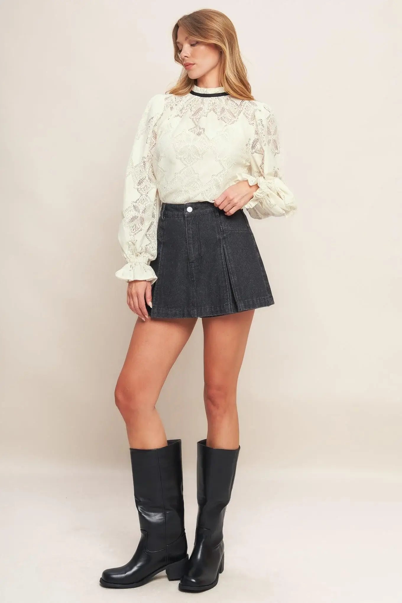 PRECIOUS LOOK IVORY WOVEN LACE TOP - Flying Tomato - Flyclothing LLC