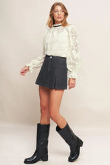 PRECIOUS LOOK IVORY WOVEN LACE TOP - Flying Tomato - Flyclothing LLC