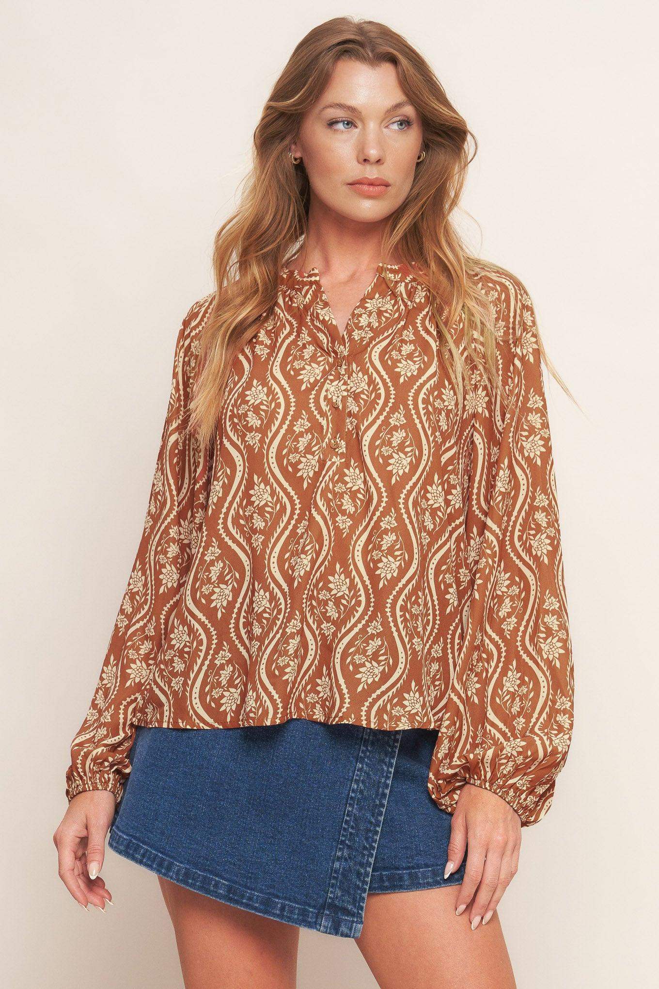 ANGELIC SWEETIE BROWN WOVEN TOP - Flying Tomato - Flyclothing LLC