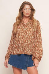 ANGELIC SWEETIE BROWN WOVEN TOP - Flying Tomato - Flyclothing LLC