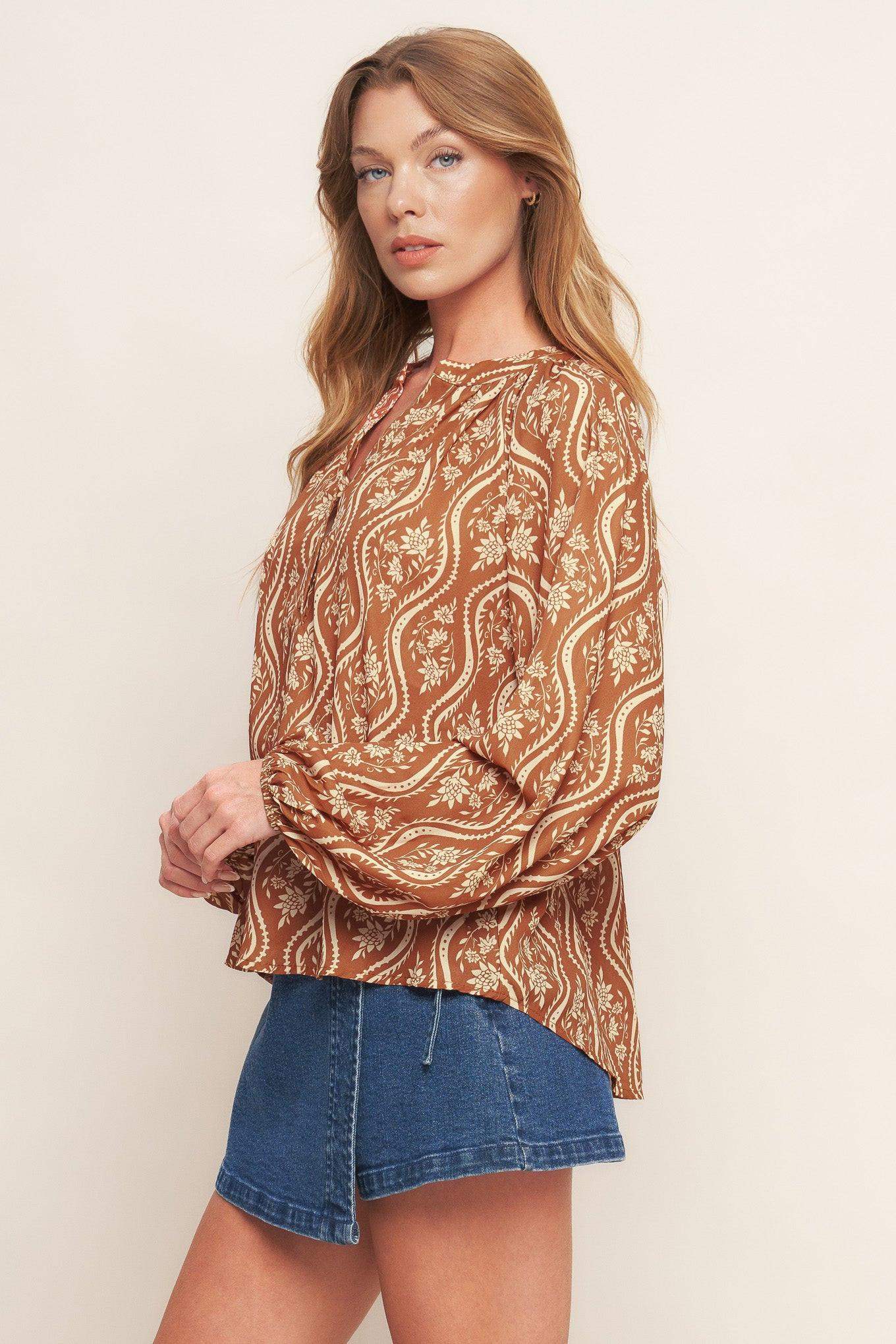 ANGELIC SWEETIE BROWN WOVEN TOP - Flying Tomato - Flyclothing LLC