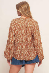 ANGELIC SWEETIE BROWN WOVEN TOP - Flying Tomato - Flyclothing LLC