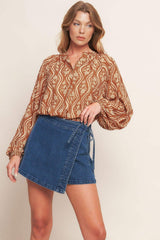 ANGELIC SWEETIE BROWN WOVEN TOP - Flying Tomato - Flyclothing LLC