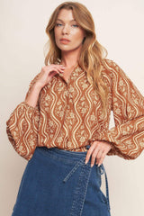 ANGELIC SWEETIE BROWN WOVEN TOP - Flying Tomato - Flyclothing LLC