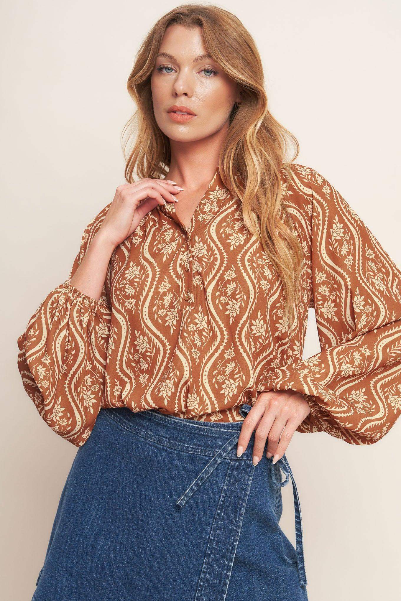 ANGELIC SWEETIE BROWN WOVEN TOP - Flying Tomato - Flyclothing LLC