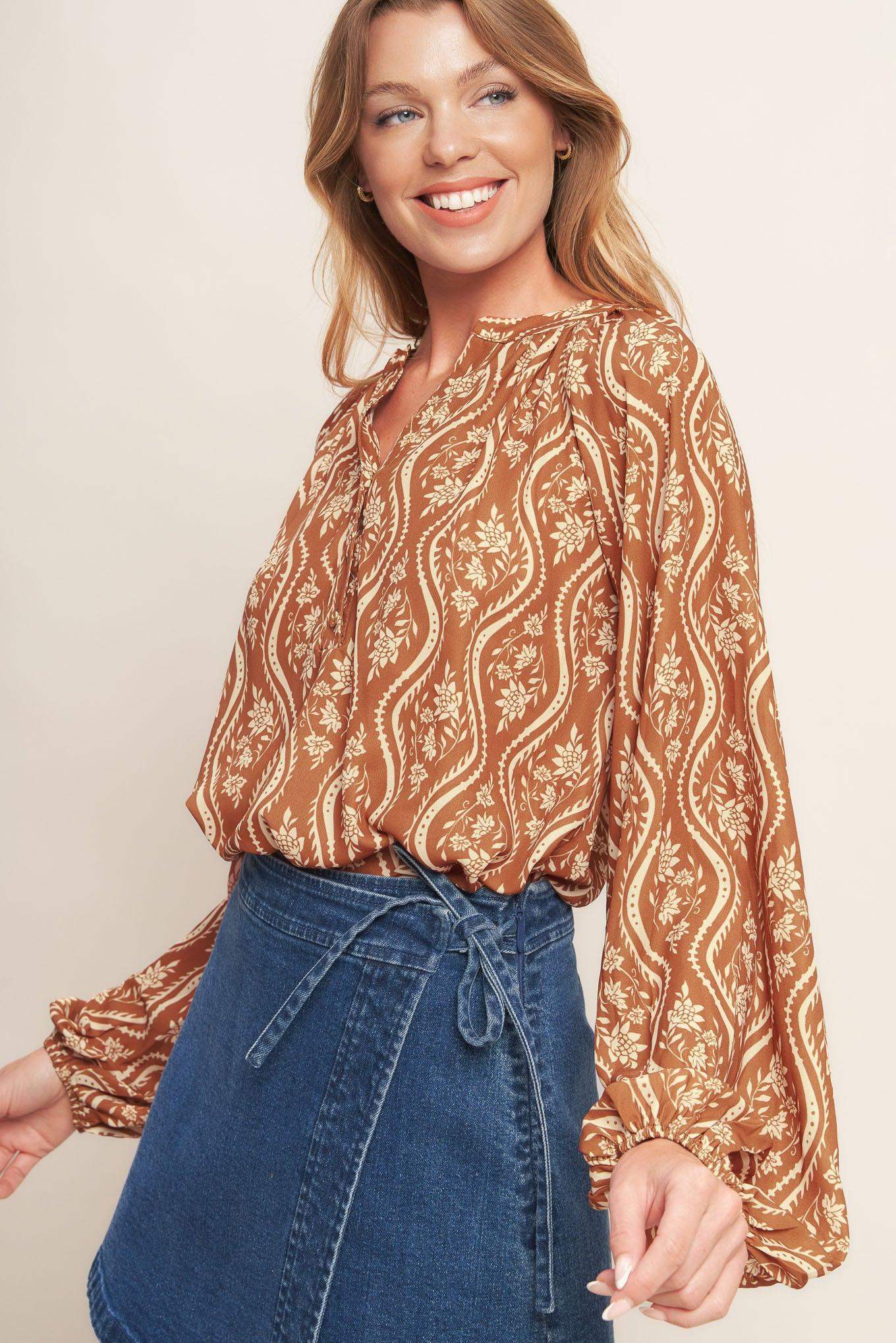 ANGELIC SWEETIE BROWN WOVEN TOP - Flying Tomato - Flyclothing LLC