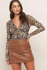 WILD AMBITION LEOPARD POWER MESH TOP - Flying Tomato - Flyclothing LLC