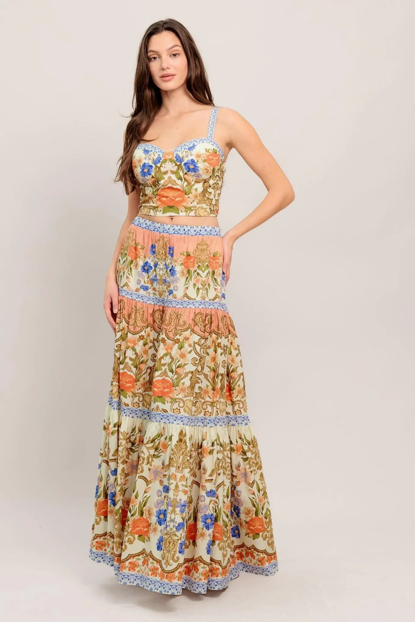 SWEET MEADOW MEMORIES WOVEN TOP AND SKIRT SET - Flying Tomato - Flyclothing LLC