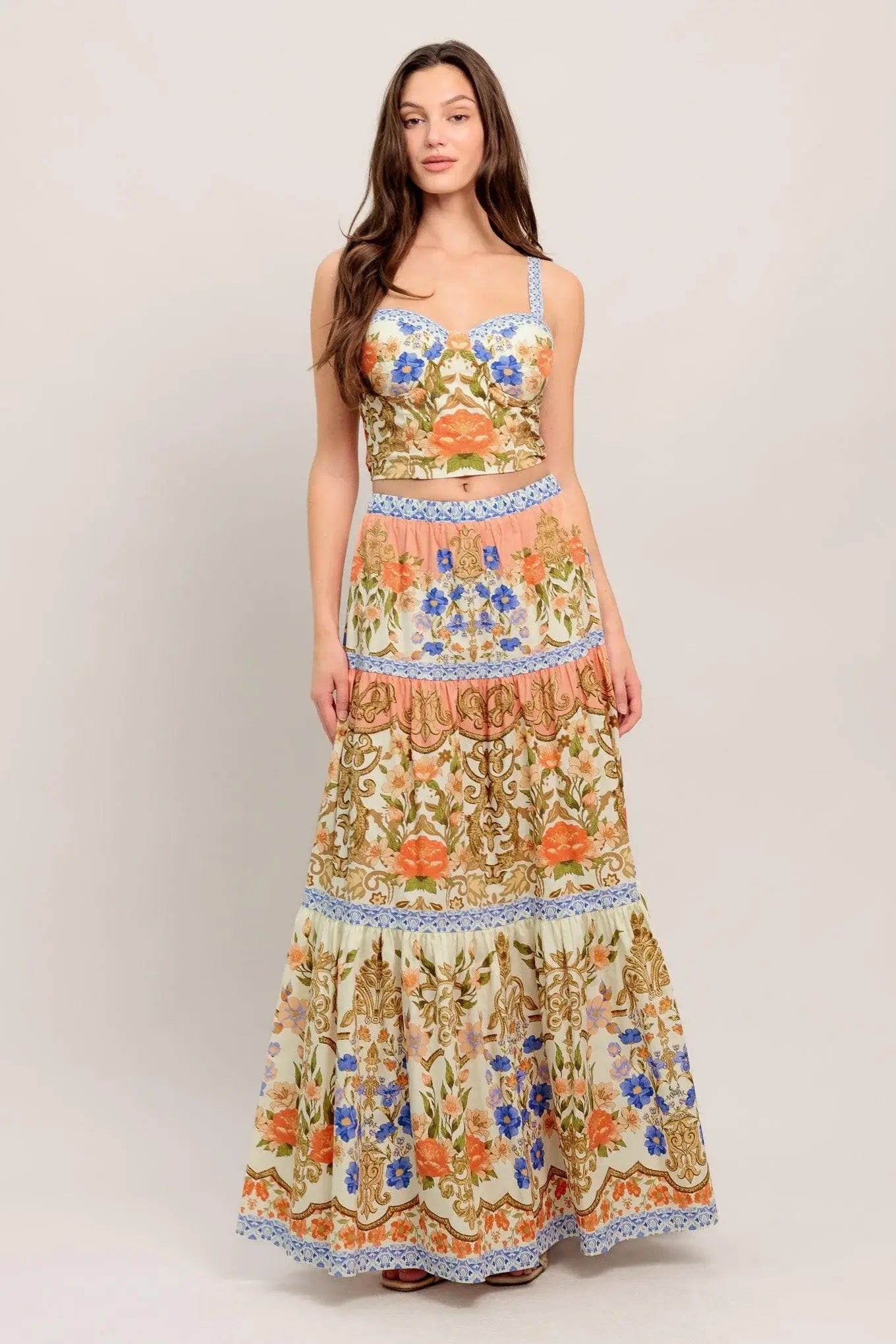 SWEET MEADOW MEMORIES WOVEN TOP AND SKIRT SET - Flying Tomato - Flyclothing LLC