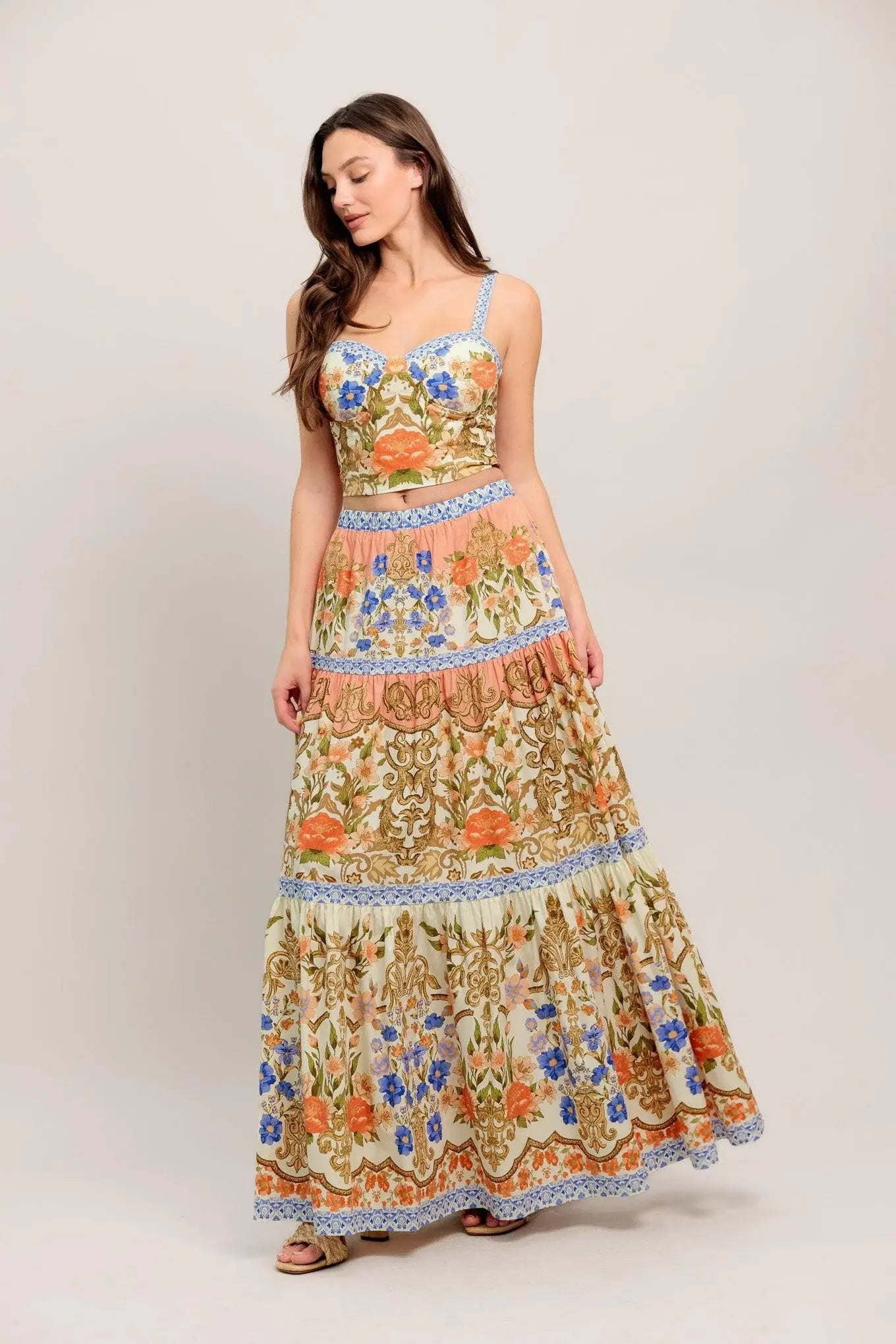 SWEET MEADOW MEMORIES WOVEN TOP AND SKIRT SET - Flying Tomato - Flyclothing LLC