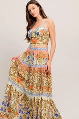 SWEET MEADOW MEMORIES WOVEN TOP AND SKIRT SET - Flying Tomato - Flyclothing LLC