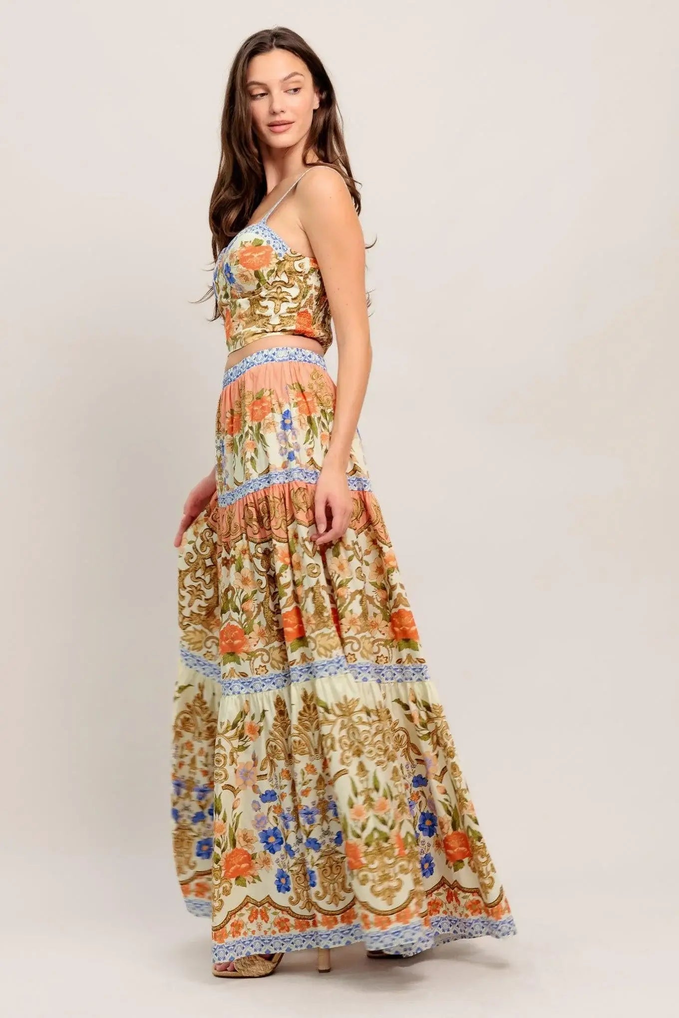 SWEET MEADOW MEMORIES WOVEN TOP AND SKIRT SET - Flying Tomato - Flyclothing LLC