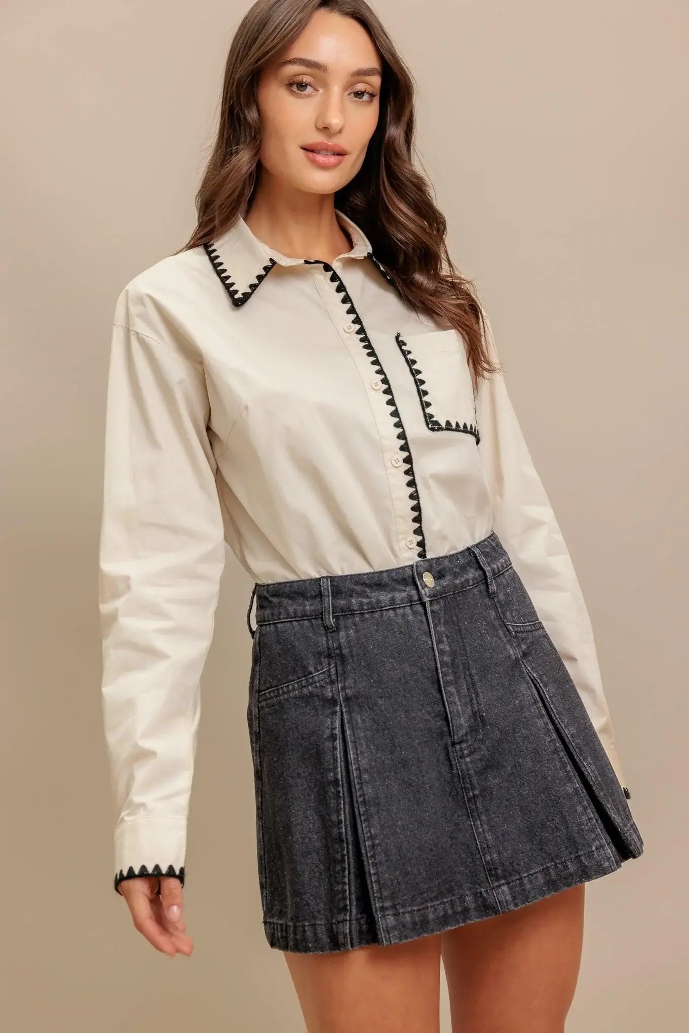 MONO EDGE WOVEN TOP - Flying Tomato - Flyclothing LLC