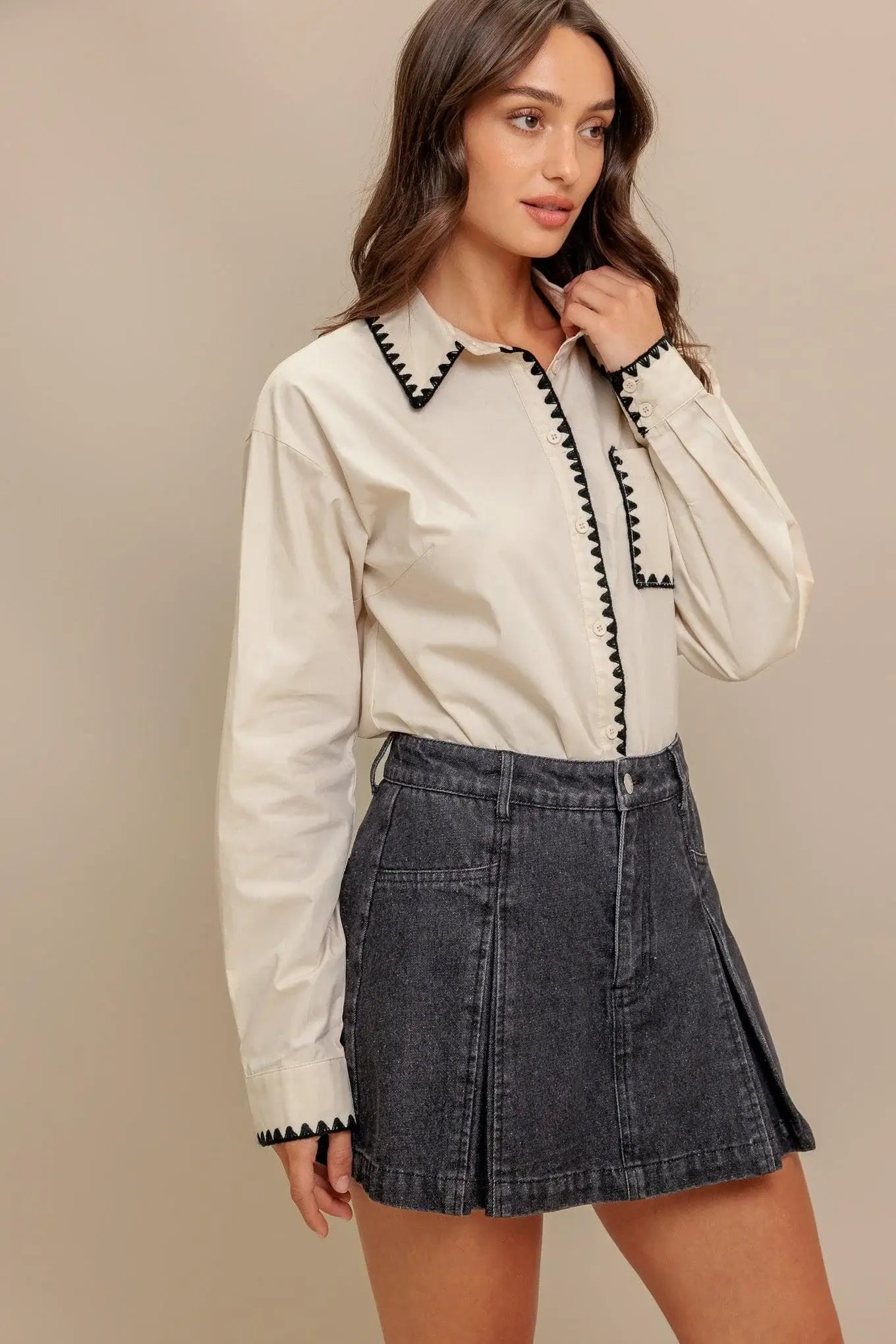 MONO EDGE WOVEN TOP - Flying Tomato - Flyclothing LLC