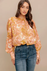 PAISLEY BREEZE WOVEN JACQUARD TOP - Flying Tomato - Flyclothing LLC