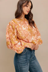 PAISLEY BREEZE WOVEN JACQUARD TOP - Flying Tomato - Flyclothing LLC
