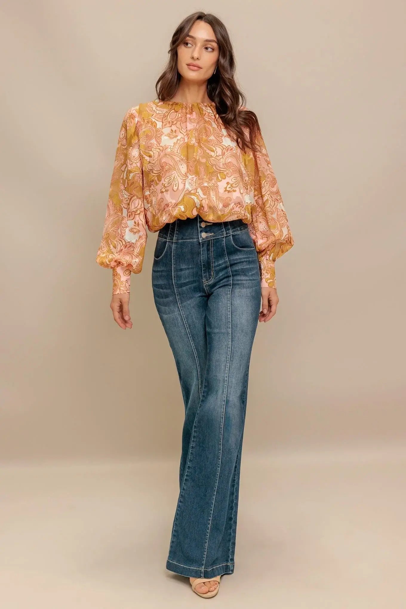 PAISLEY BREEZE WOVEN JACQUARD TOP - Flying Tomato - Flyclothing LLC