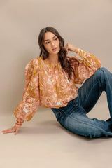 PAISLEY BREEZE WOVEN JACQUARD TOP - Flying Tomato - Flyclothing LLC