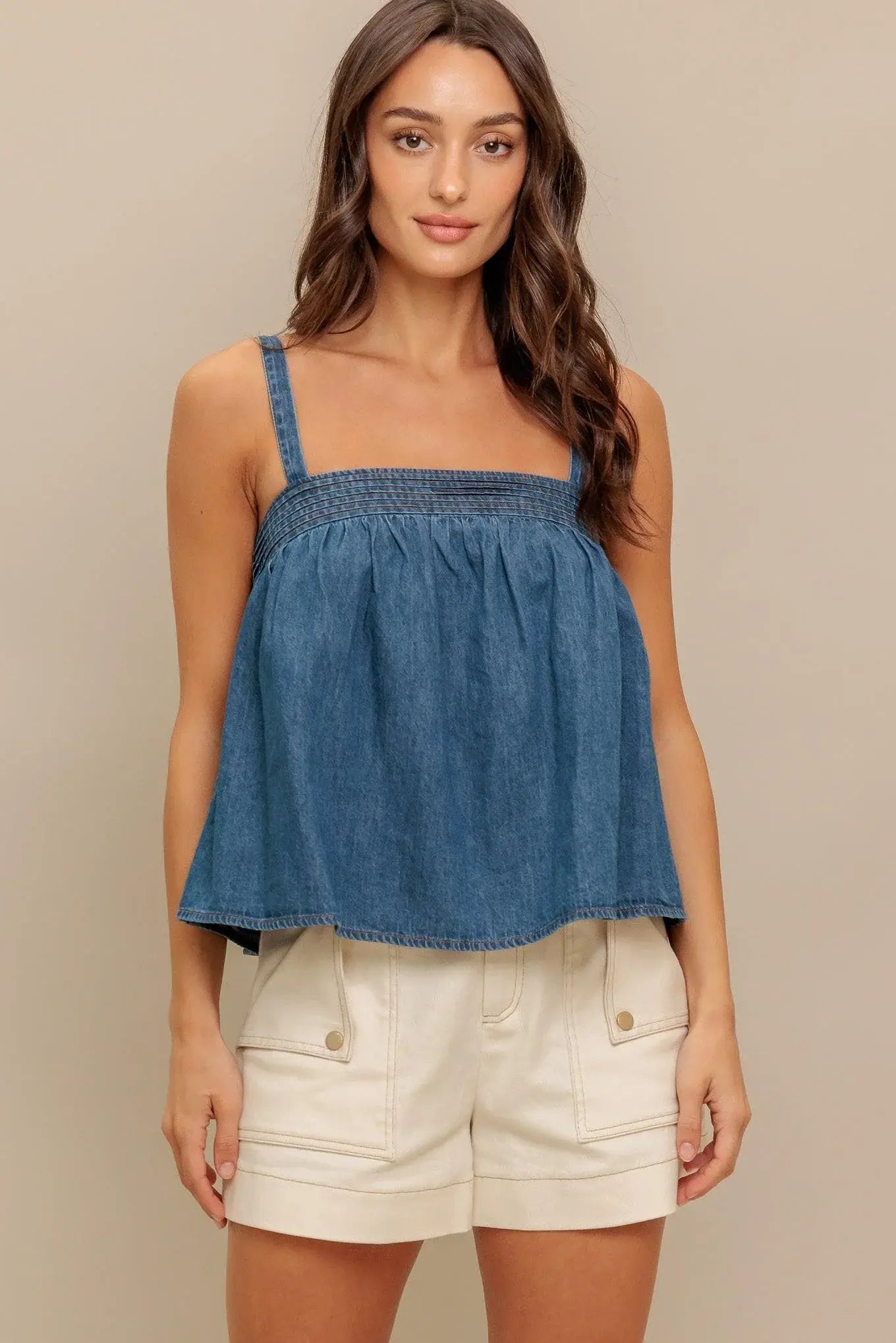 URBAN SERENITY DENIM TOP - Flying Tomato - Flyclothing LLC