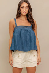 URBAN SERENITY DENIM TOP - Flying Tomato - Flyclothing LLC