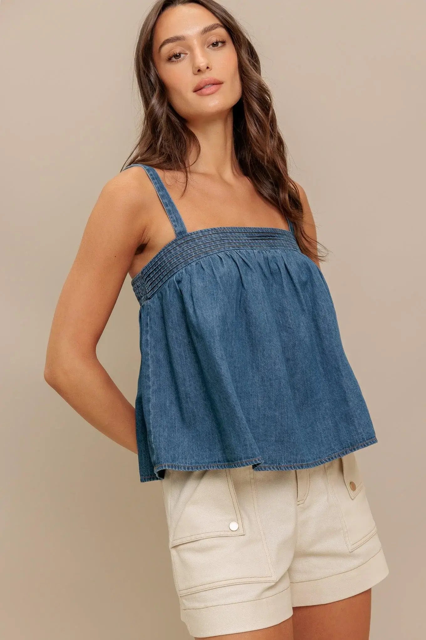 URBAN SERENITY DENIM TOP - Flying Tomato - Flyclothing LLC