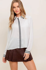WANDER LEAF IVORY WOVEN TOP - Flying Tomato - Flyclothing LLC