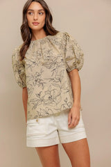 BOTANICAL LUXE WOVEN TOP - Flying Tomato - Flyclothing LLC