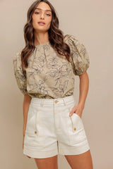 BOTANICAL LUXE WOVEN TOP - Flying Tomato - Flyclothing LLC