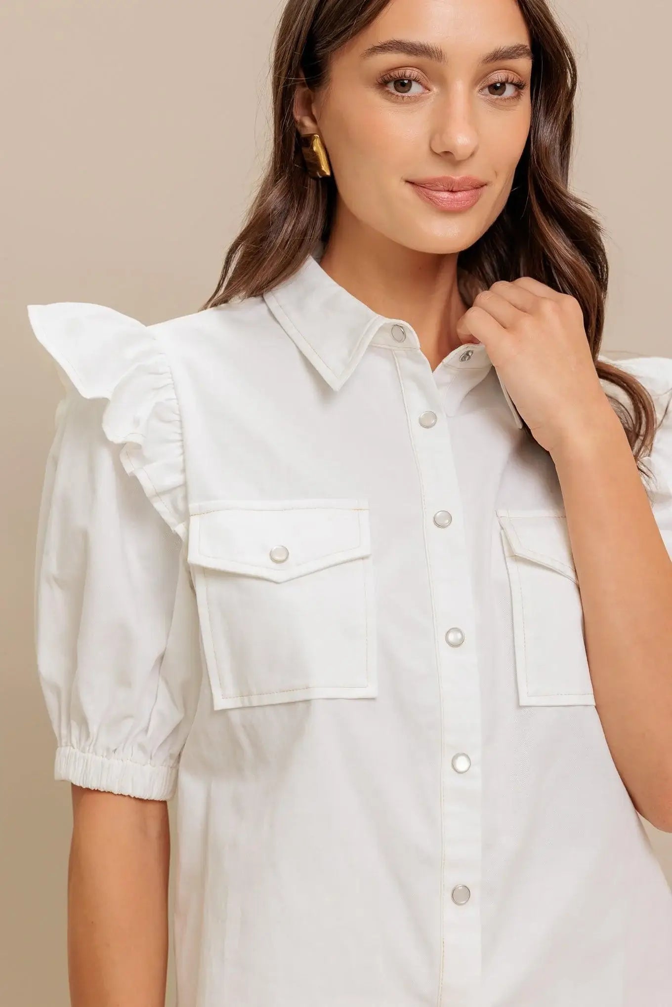 MUSE DETAIL WOVEN TOP - Flying Tomato - Flyclothing LLC