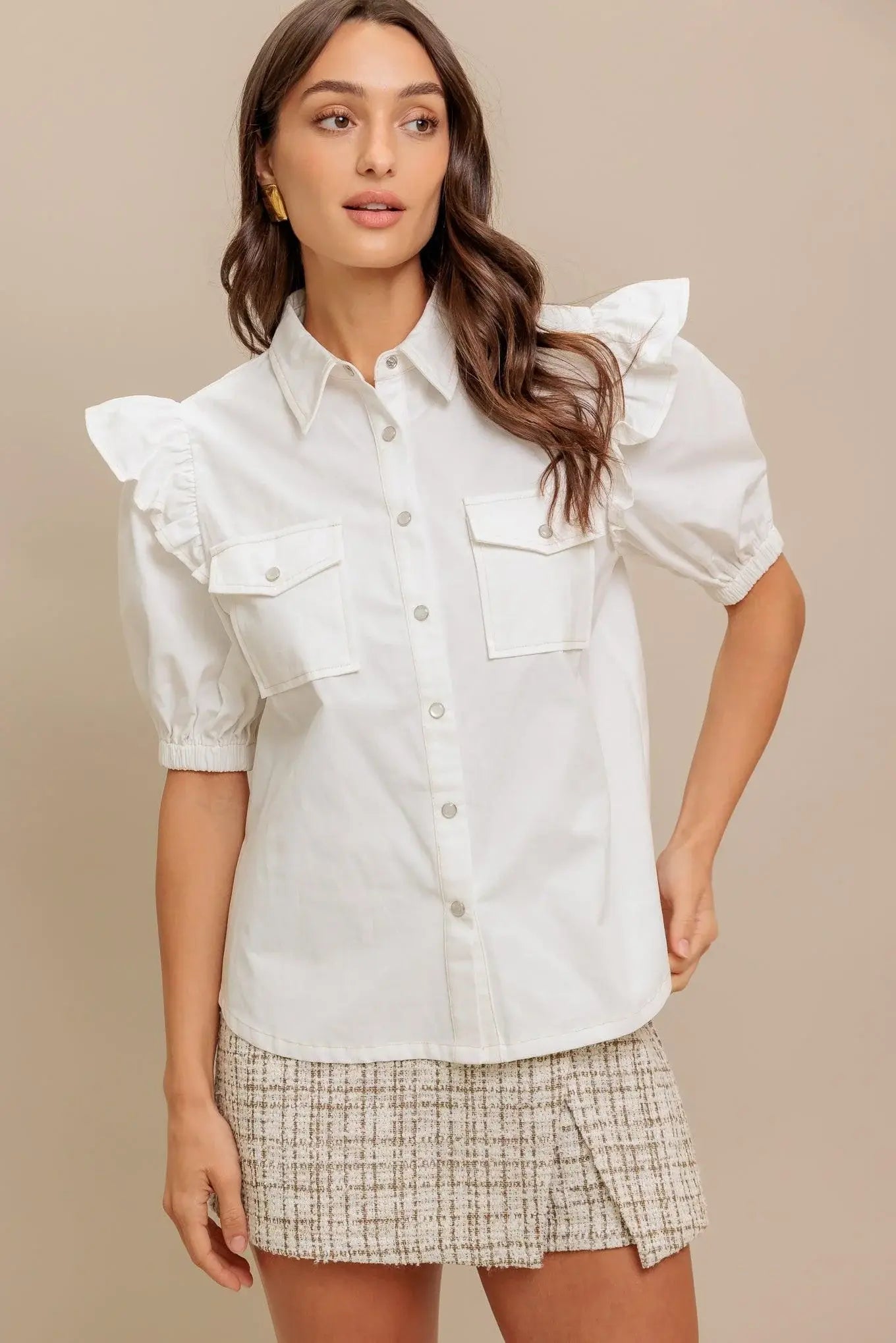 MUSE DETAIL WOVEN TOP - Flying Tomato - Flyclothing LLC