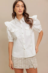 MUSE DETAIL WOVEN TOP - Flying Tomato - Flyclothing LLC