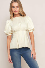 CREAM TWIST WOVEN TOP - Flying Tomato - Flyclothing LLC